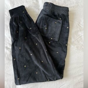 M&S Velvet Black and Gold Polka Dot Pj Pants